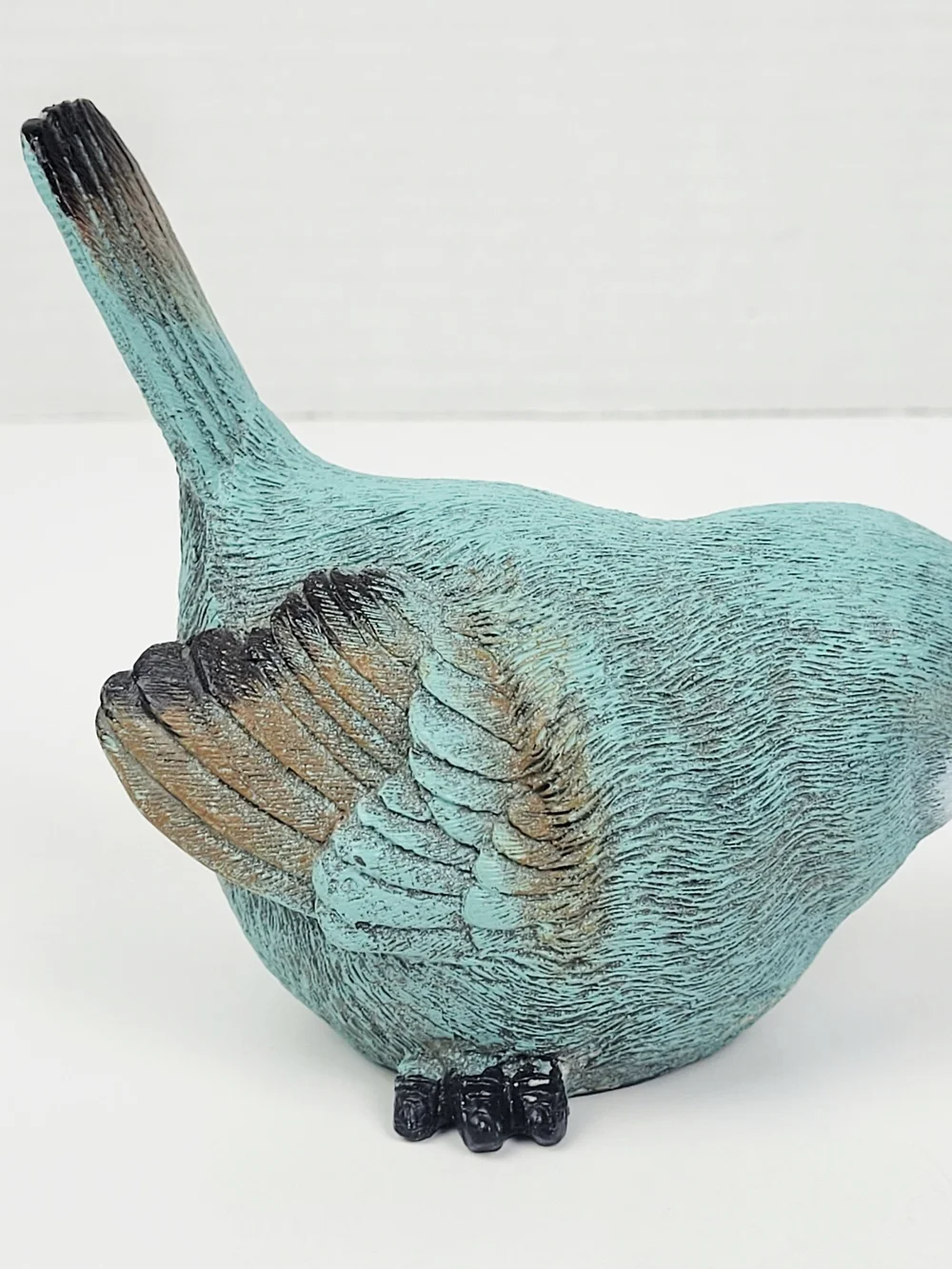 RAZ Imports Resin Stone Textured Chickadee~Ceramic Bitossi Style Bird~Turquoise